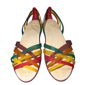 Crocs Womens Isabella Huarache Sandals Rainbow Color Open Toe Jelly Style Size 9
